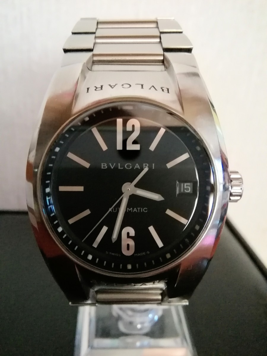 [BVLGARI ERGON EG35S BVLGARY L gon Date silver black automatic unisex self-winding watch wristwatch Yupack ]