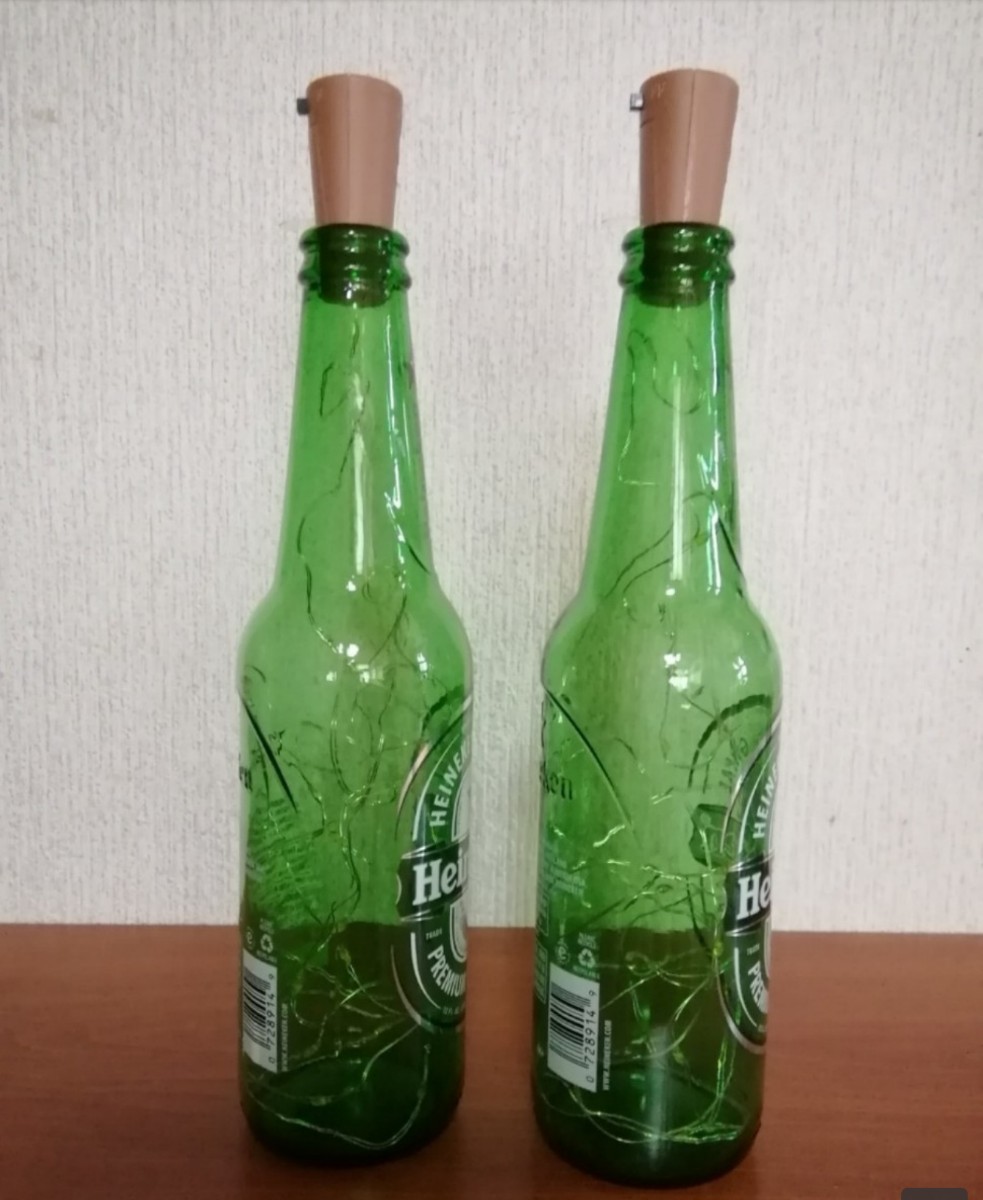 【非売品　１本～12本迄対応　１本1100円　Heineken　ハイネケン　アメリカ製ボトル　　空ビン中古　インテリアボトルランプ　ゆうパック】_画像4