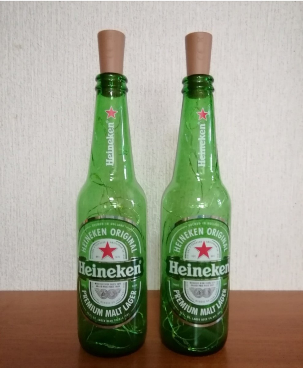 【非売品　１本～12本迄対応　１本1100円　Heineken　ハイネケン　アメリカ製ボトル　　空ビン中古　インテリアボトルランプ　ゆうパック】_画像3