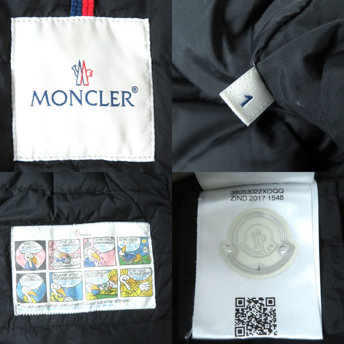 良品△MONCLER モンクレール 17-18AW AREDHEL ダブルZIP フード・ファー・ロゴパッチ付き ダウンコート レディース ブラック 1 冬物◎_画像7