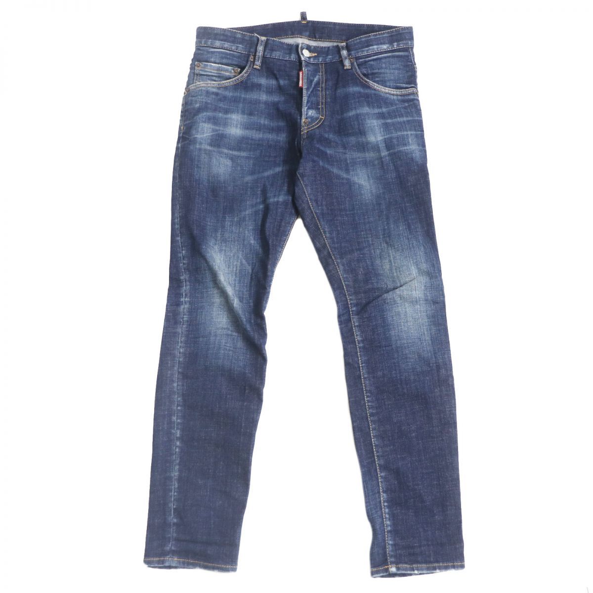 美品□22AW DSQUARED2/ディースクエアード S74LB1133 Skater Jean クラッシュ加工 ボタンフライ デニムパンツ/スキニー 青 46 正規品_画像1