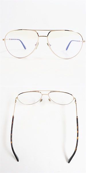  unused goods * Tom Ford TF5829 two Bridge Teardrop blue light cut glasses / I wear pink gold × tea 57*14-145 made in Italy 