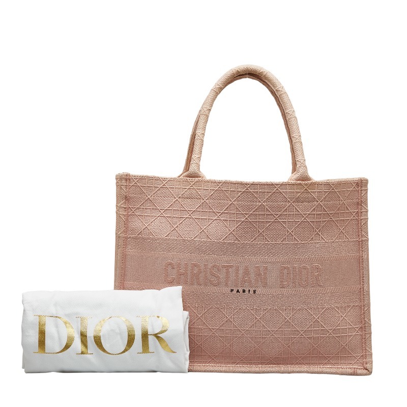ディオール カナージュ ブックトート トートバッグ ハンドバッグ ピンク キャンバス レディース Dior 【中古】_画像8
