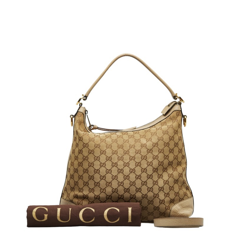 グッチ GGキャンバス ハンドバッグ ショルダーバッグ 2WAY 326514 ベージュ キャンバス レザー レディース GUCCI 【中古】_画像1