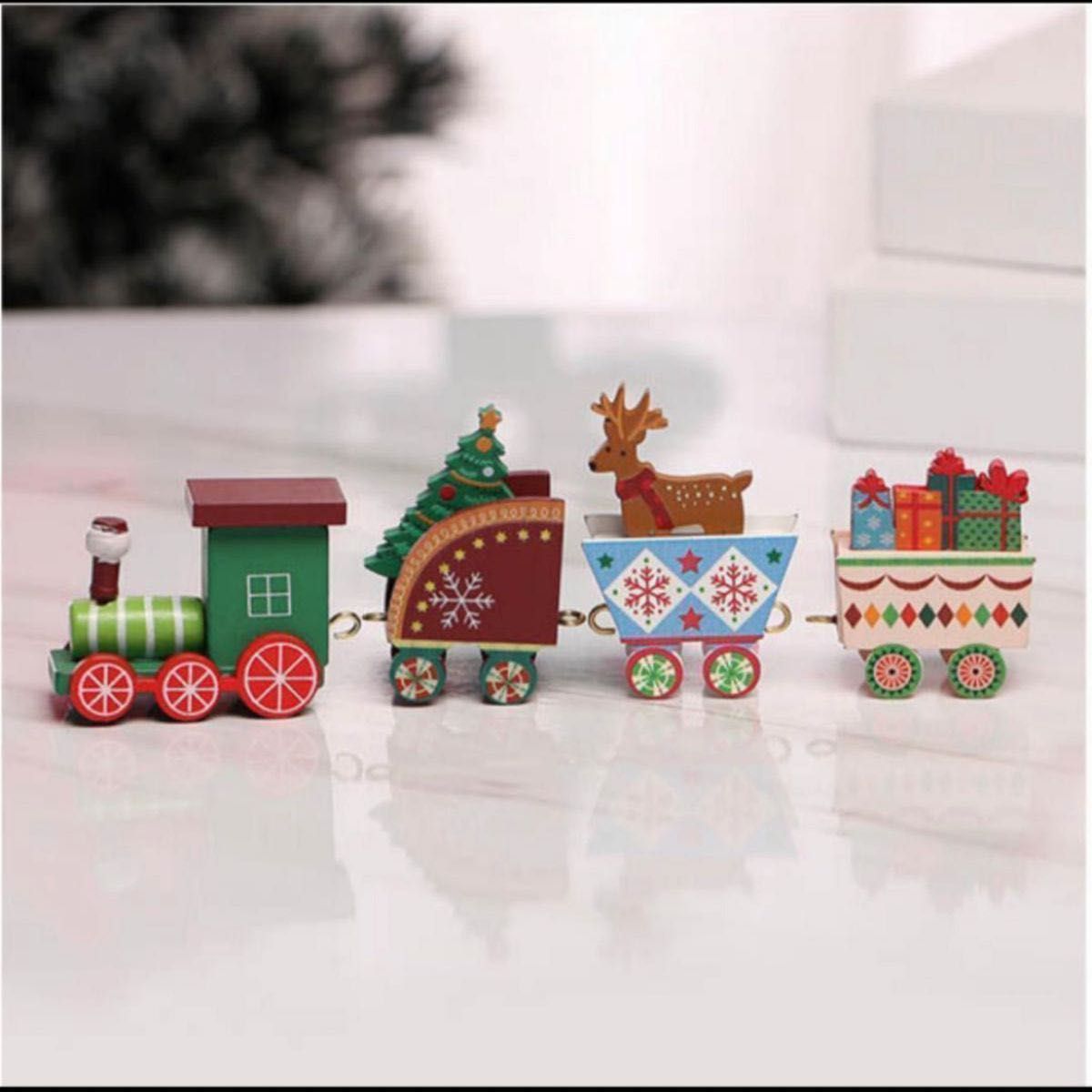 クリスマス　オーナメント　汽車　トレイン　インテリア雑貨　置物　クリスマスオブジェ　カラフル　