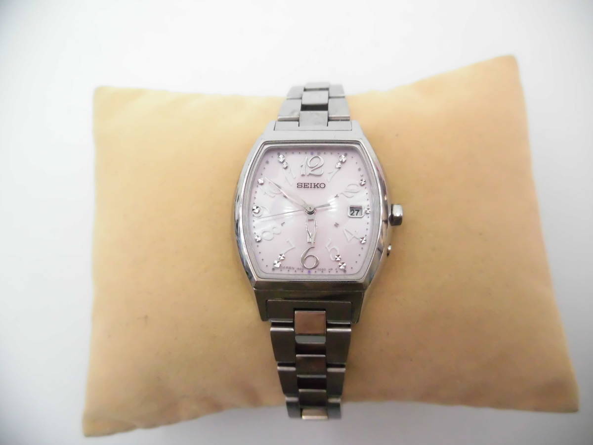 ☆ YMK355 SEIKO セイコー レディース 腕時計 1B22-0BT0 LUKIA ルキア ソーラー電波 文字盤 ピンク系 ☆_画像1