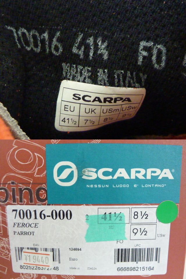 (TR) 未使用保管品 SCARPA スカルパ クライミング シューズ サイズ EU 41 1/2 (USm 8 1/2) ボルダリング シューズ スポーツ_画像9