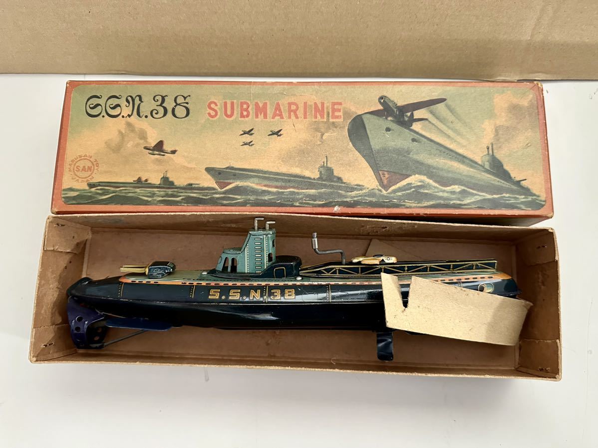 サブマリーン SSN38 マルサン　SUBMARINE 1960年代 サイズ約325mm 艦 ブリキ ビンテージ 戦艦 _画像1