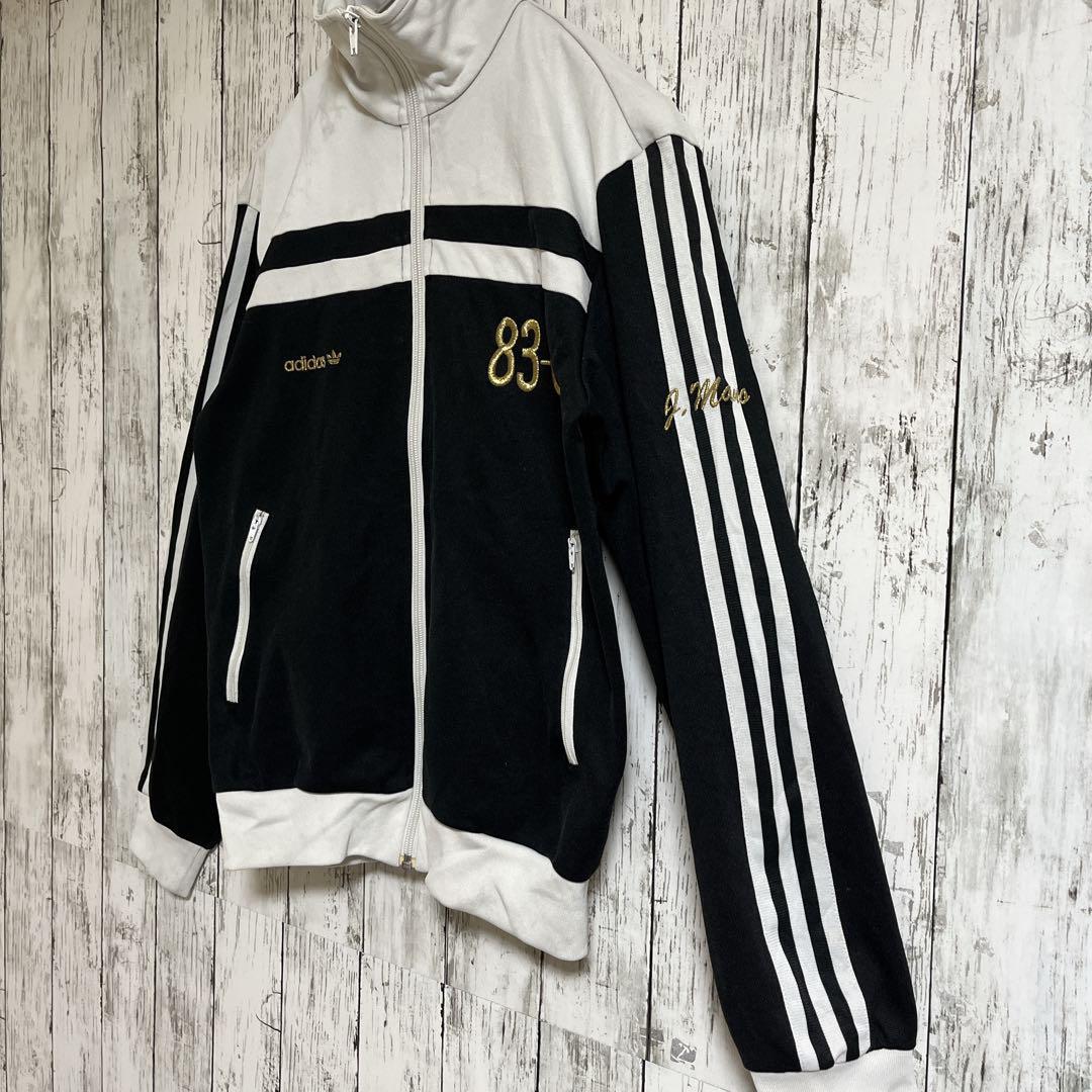 00's adidas アディダス トラックジャケット ジャージ M 黒 ワンポイント 刺繍トレフォイルロゴ Y2K US古着 HTK2646