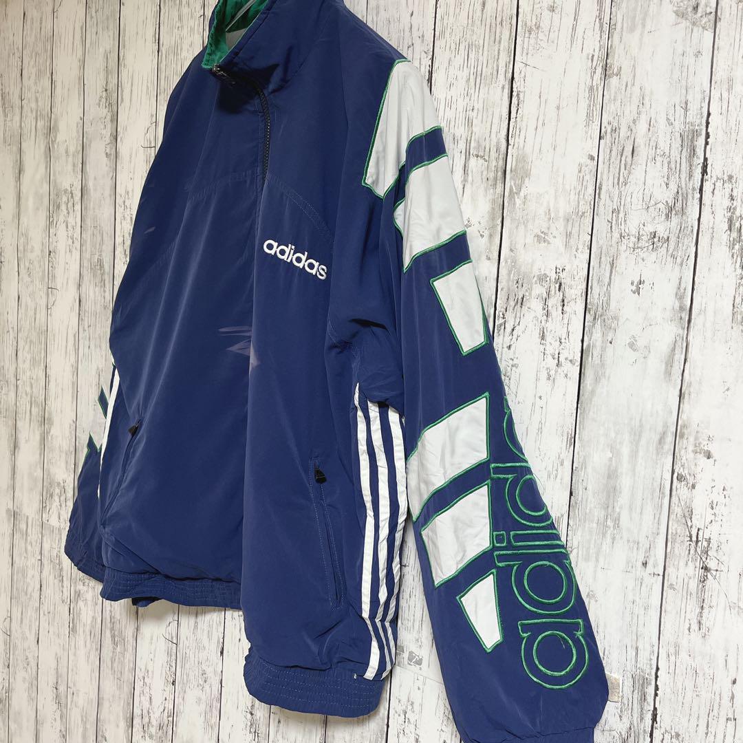 90's adidas アディダス ナイロンジャケット 2XL 紺 アーム刺繍 90's adidas アディダス ナイロンジャケット 2XL 紺 アーム刺繍