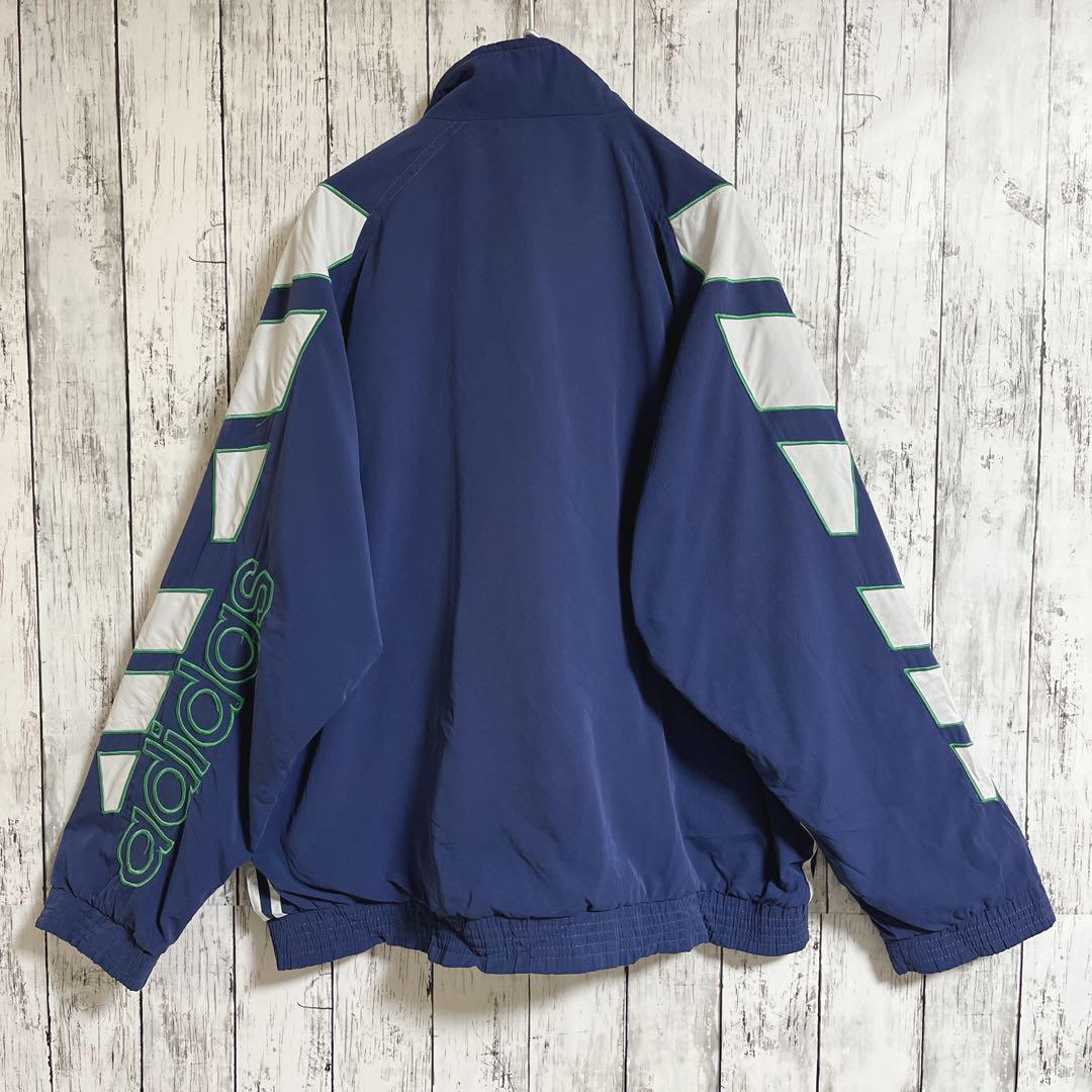 90's adidas アディダス ナイロンジャケット 2XL 紺 アーム刺繍 90's adidas アディダス ナイロンジャケット 2XL 紺 アーム刺繍
