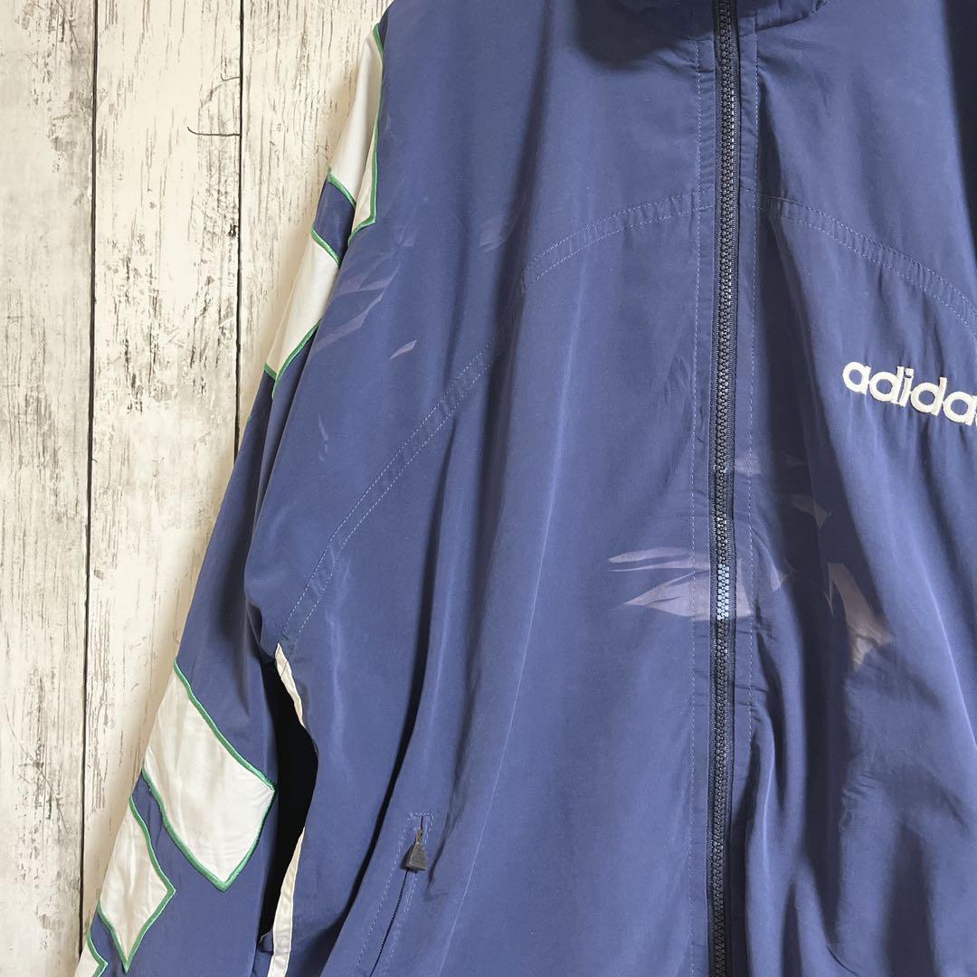 90's adidas アディダス ナイロンジャケット 2XL 紺 アーム刺繍 90's adidas アディダス ナイロンジャケット 2XL 紺 アーム刺繍