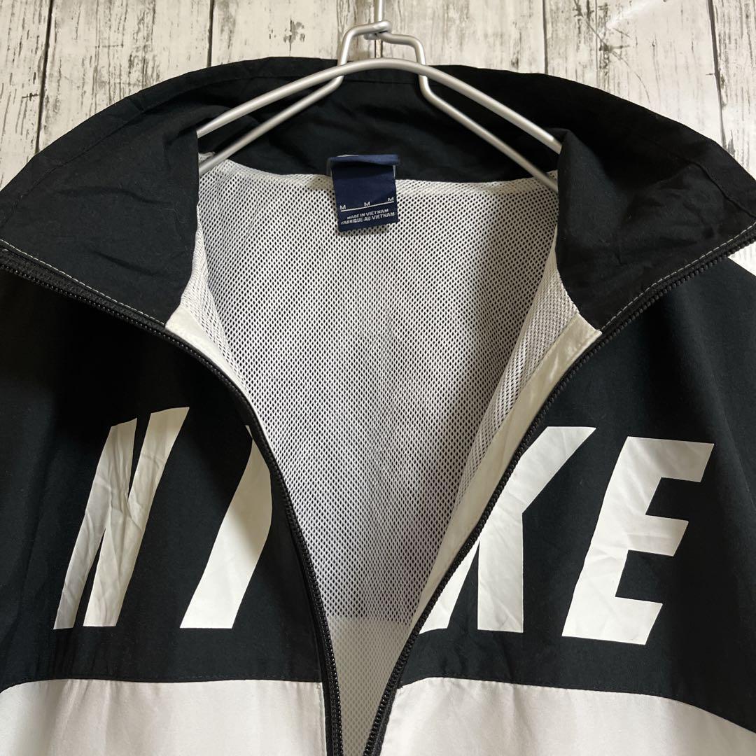 NIKE ナイキ ナイロンジャケット L 白黒 ビッグロゴ 紺タグ復刻 NIKE ナイキ ナイロンジャケット L 白黒 ビッグロゴ 紺タグ復刻