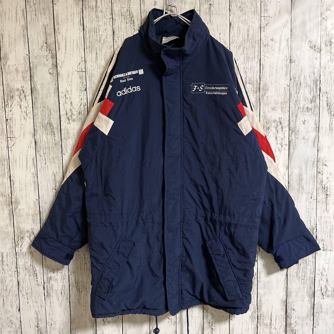 80's adidas アディダス 銀タグ 中綿 ベンチコート XL相当 紺 80's adidas アディダス 銀タグ 中綿 ベンチコート XL相当 紺