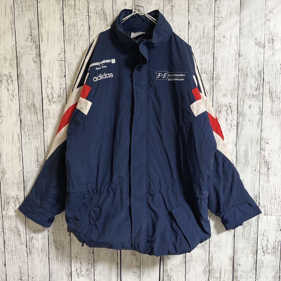 80's adidas アディダス 銀タグ 中綿 ベンチコート XL相当 紺 80's adidas アディダス 銀タグ 中綿 ベンチコート XL相当 紺