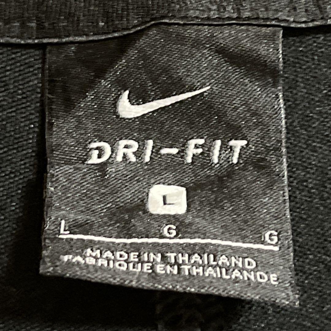 NIKE ナイキ トラックジャケット ジャージ L 黒 ブラック ワンポイント 刺繍スウッシュロゴ US古着 HTK2323