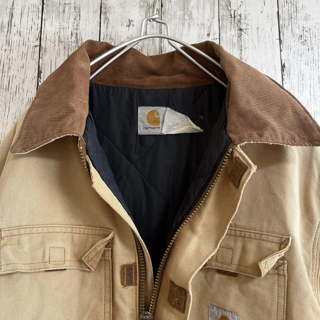 carhartt カーハート トラディショナルコート ダックジャケット XL 茶 襟コーデュロイ US古着 HTK2296