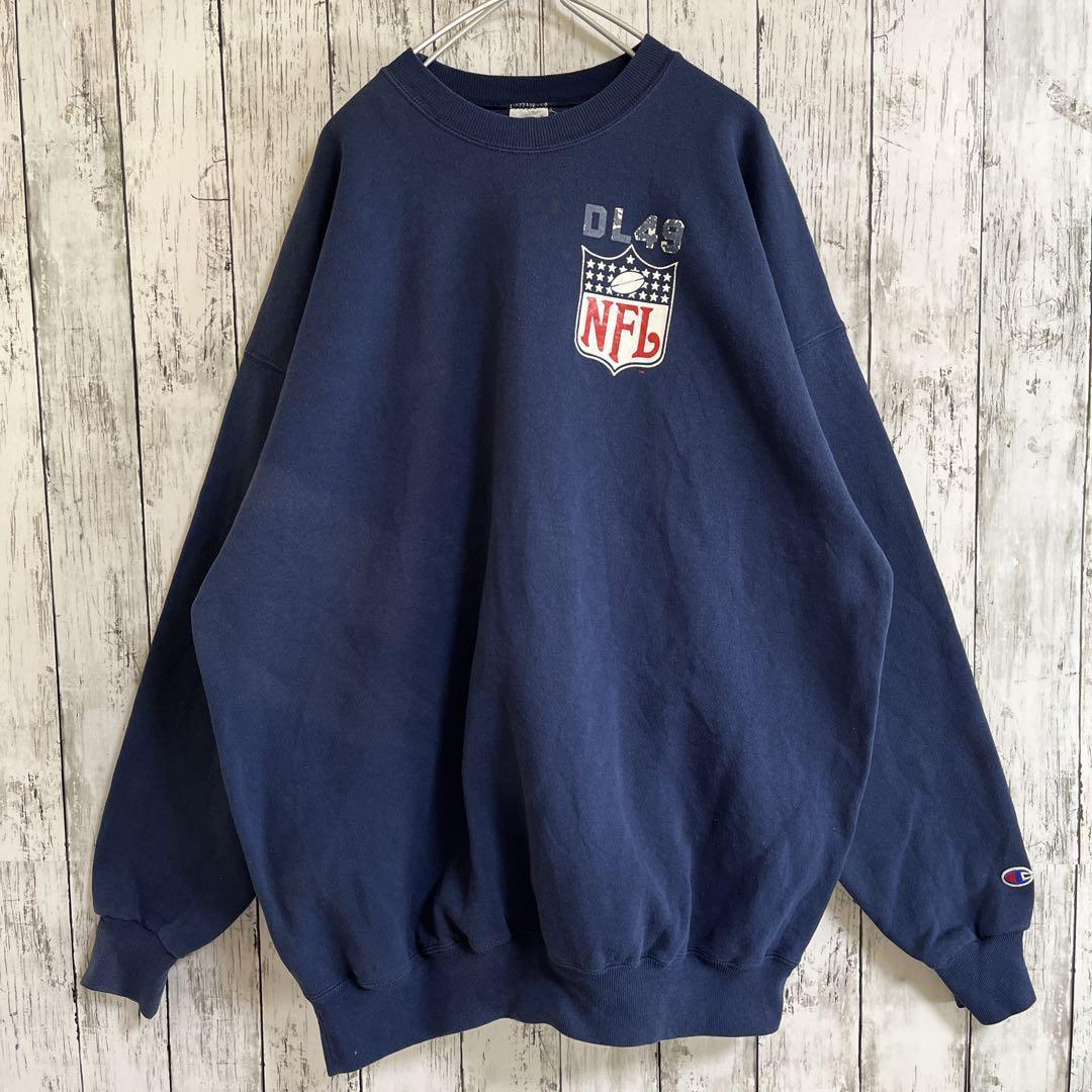 90's Champion チャンピオン NFL スウェット 2XL 紺 両面プリント 青タグ 90年代ヴィンテージ US古着 HTK2080_画像1