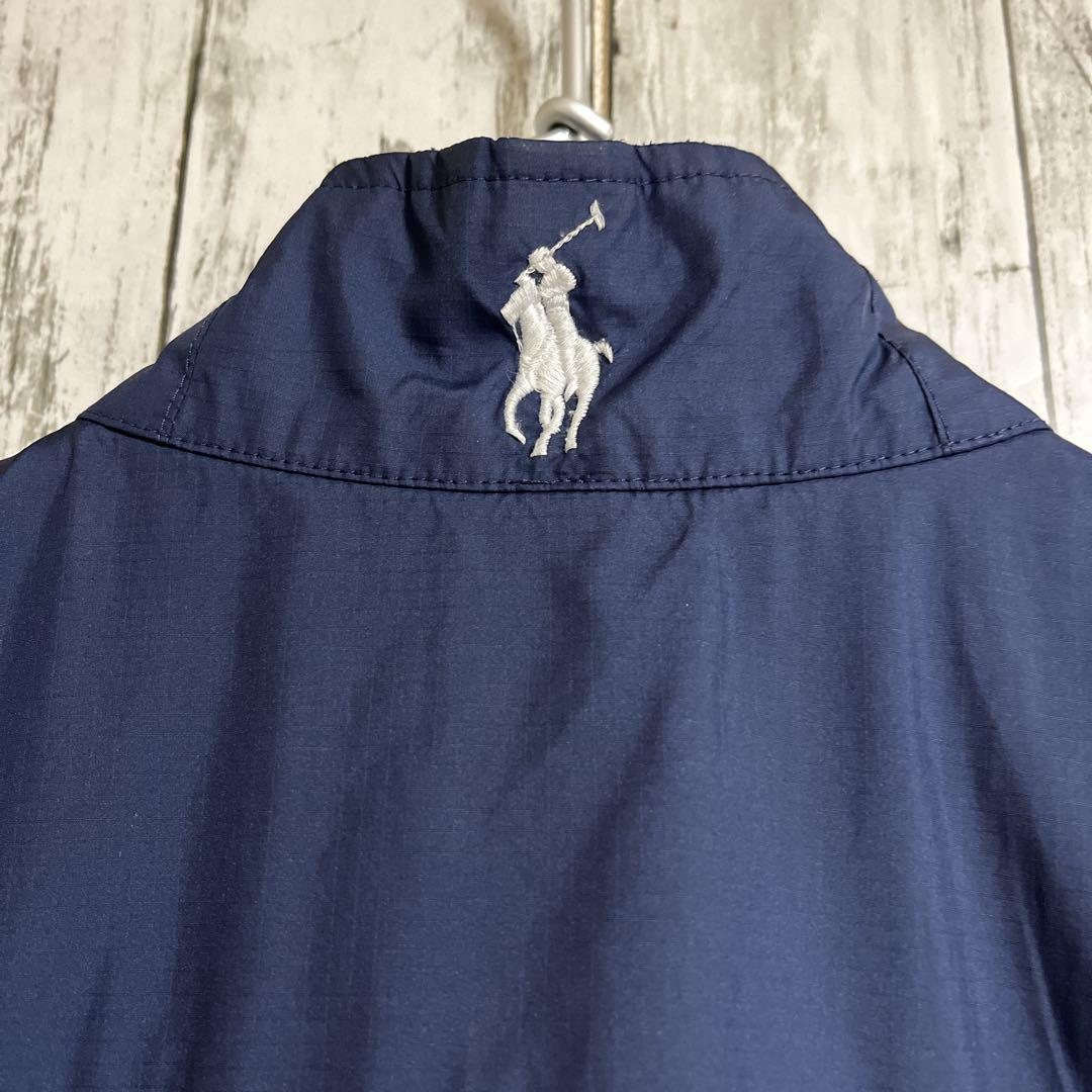 90's Polo by Ralph Lauren ラルフローレン ナイロンベスト L 紺 刺繍ポニー ワンポイント 90年代ヴィンテージ US古着 HTK2760_画像5