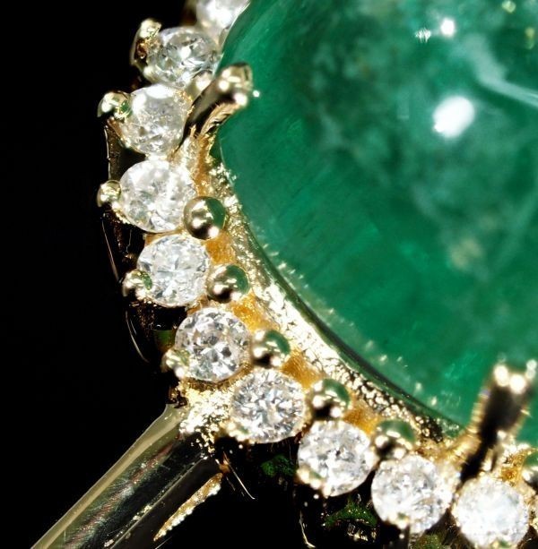 【厳選商品】 【1.86ct】 天然 エメラルド ダイヤモンド リング 指輪 刻印有 〈愛の石〉 18金製 K18YG_画像4