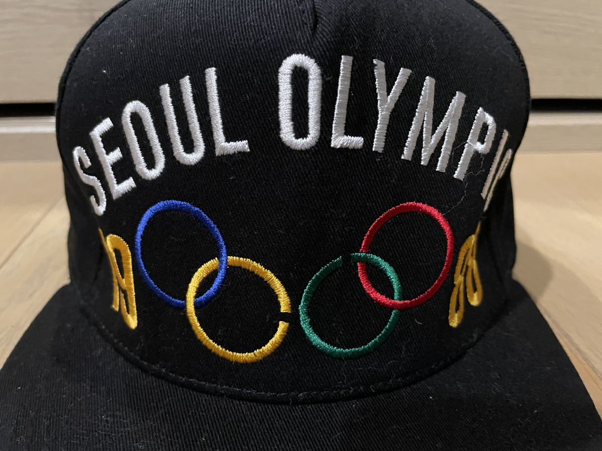 1988 韓国 ソウル オリンピック コットン スナップバック 黒 国際 ビンテージ キャップ 帽子 ワールド 記念 アメリカン スタイル 古着の画像10
