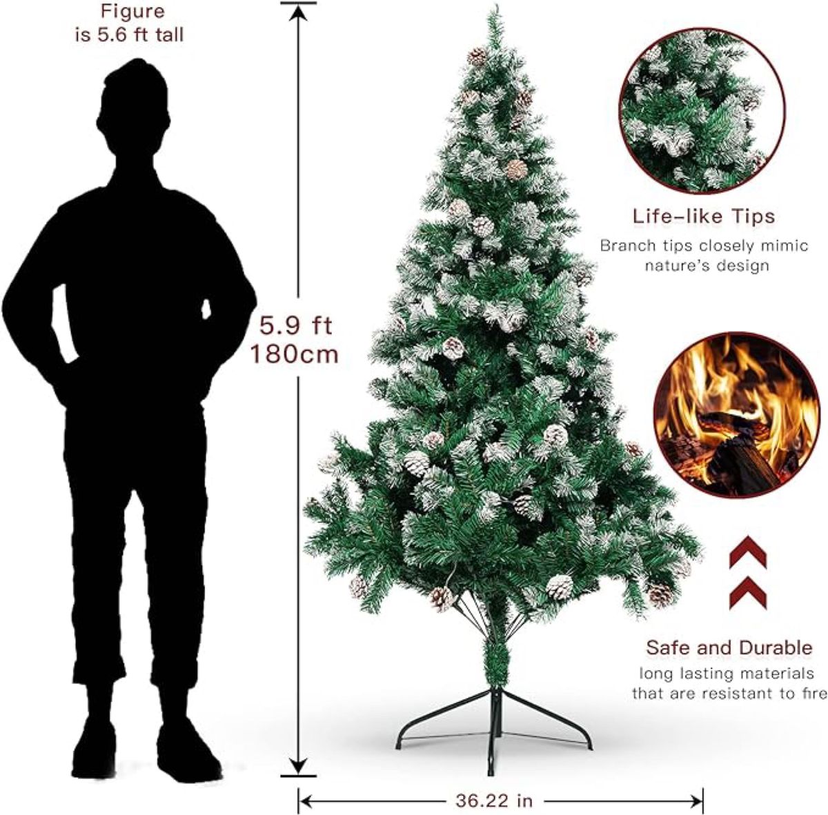 【基本即日発送！ラスト1点限り】クリスマスツリー　180cm 北欧風 松ぼっくり 雪化粧 スノー