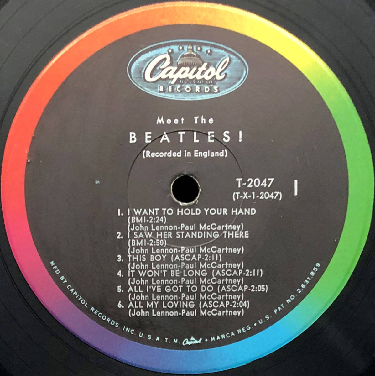 ★US ORIG MONO LP★THE BEATLES/Meet The Beatles! 1964年 初回虹ラベル 高音圧モノラル盤 CS付 GEORGE MARTIN表記無し初期カバー_画像3