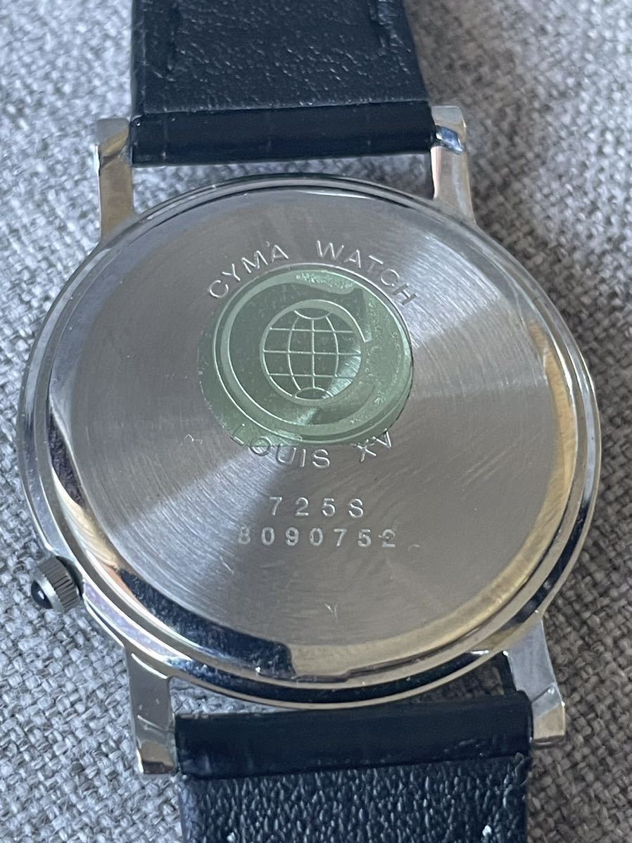 [未使用 美品] CYMA シーマ Louis XV メンズ腕時計 CM725P サファイヤガラス クォーツ 電池交換 稼働品 _画像6