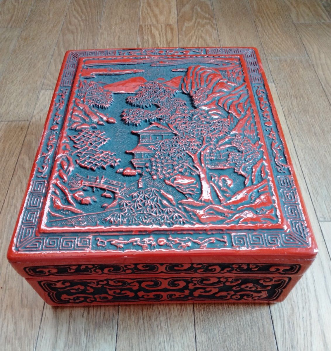 中国 硯箱 書箱 堆朱 未使用品 - 工芸品