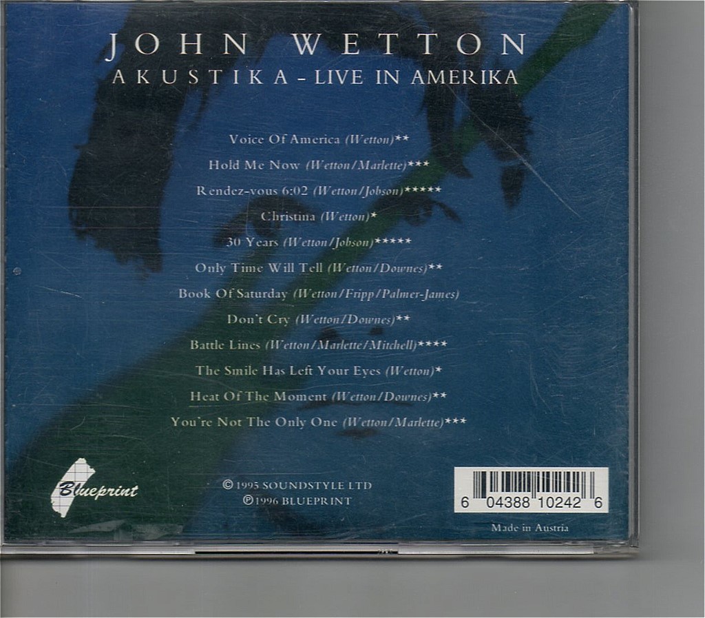 【送料無料】ジョン・ウェットン /John Wetton - Akustika Live In Amerika【超音波洗浄/UV光照射/消磁/etc.】ライブ/UK/King Crimson_A bidding agent is available.