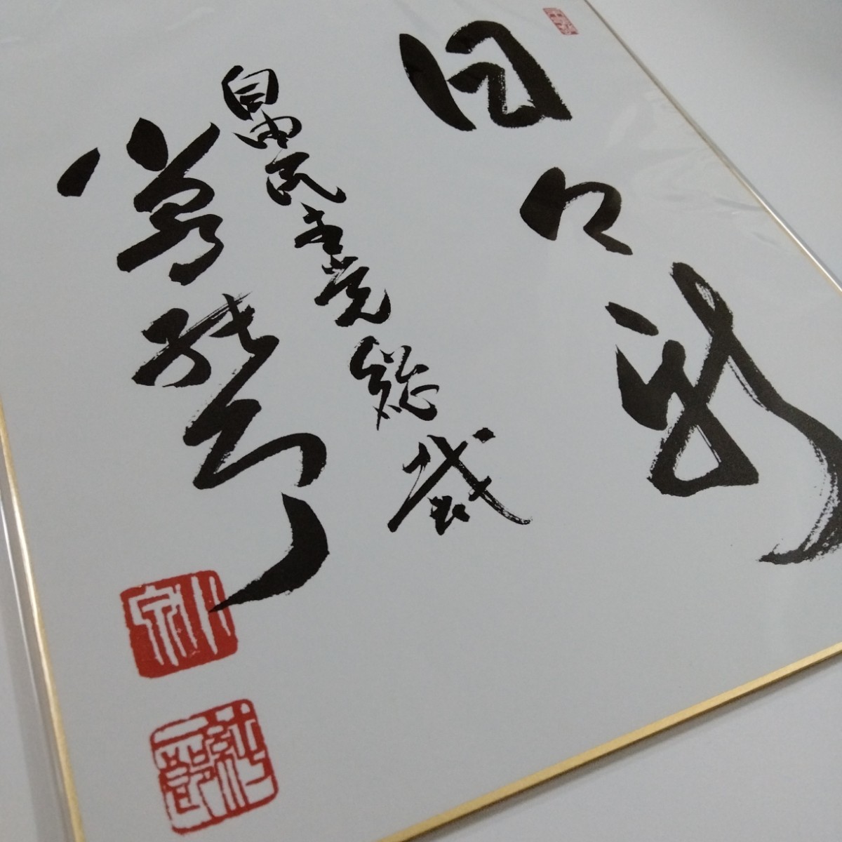 【３点セット】小泉純一郎 自由民主党 印刷　色紙 （袋付き）総裁　自民党　書　内閣総理大臣　毛筆　落款印　総裁　安倍晋三　麻生太郎_画像2