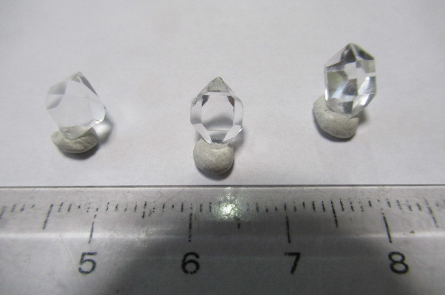 ハーキマーダイヤモンドダブル端末　結晶　3Aグレイド　3個　４cts　 USA、透明度高く、キズ少ないレアー品_画像1