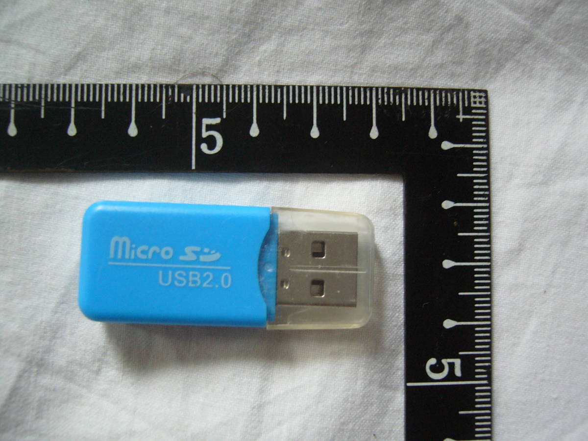 送料無料/動作保証/micro/マイクロSD/メモリーカードリーダー/USB2.0/青/ブルー/キャップ付/保護キャップ付/新品_画像1