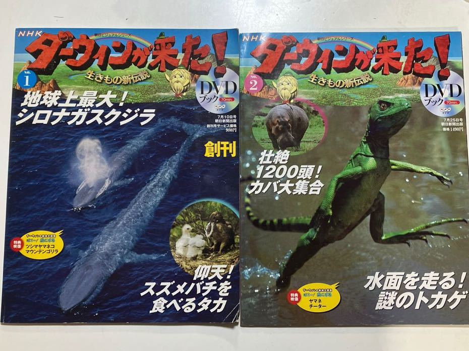 ☆本動物《DVD付き ダーウィン が来た！#1と#2 2冊セット》シロナガスクジラタカカバトカゲ生き物NHK勝_画像1