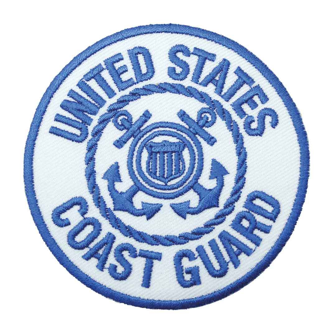アイロンワッペン ミリタリー COAST GUARD USA 軍物 紋章 ホワイト 海軍デザイン 簡単貼り付け アップリケ 刺繍 裁縫 _画像1