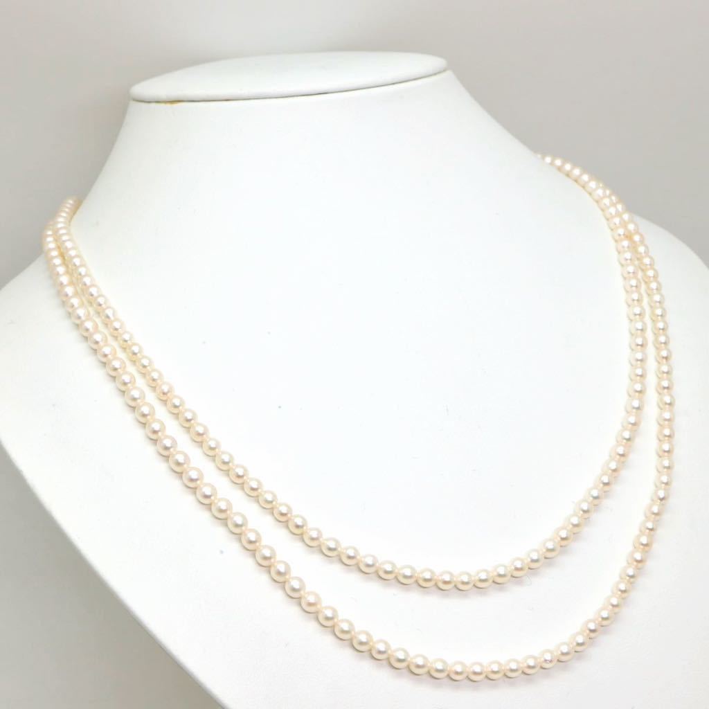 ◆アコヤ本真珠 ベビーパールロングネックレス◆D 約28.2g 約107.5cm 4.0-4.5真珠 パール pearl ジュエリーjewelry necklace DD2/EE0_画像3