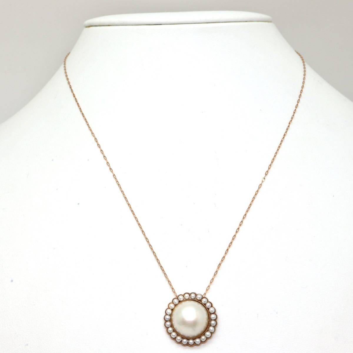 ◆K18 マベパール/ベビーパールネックレス◆N 3.2g 45.0cm 半円真珠 pearl パール ジュエリー jewelry necklace EA6/EA6_画像2