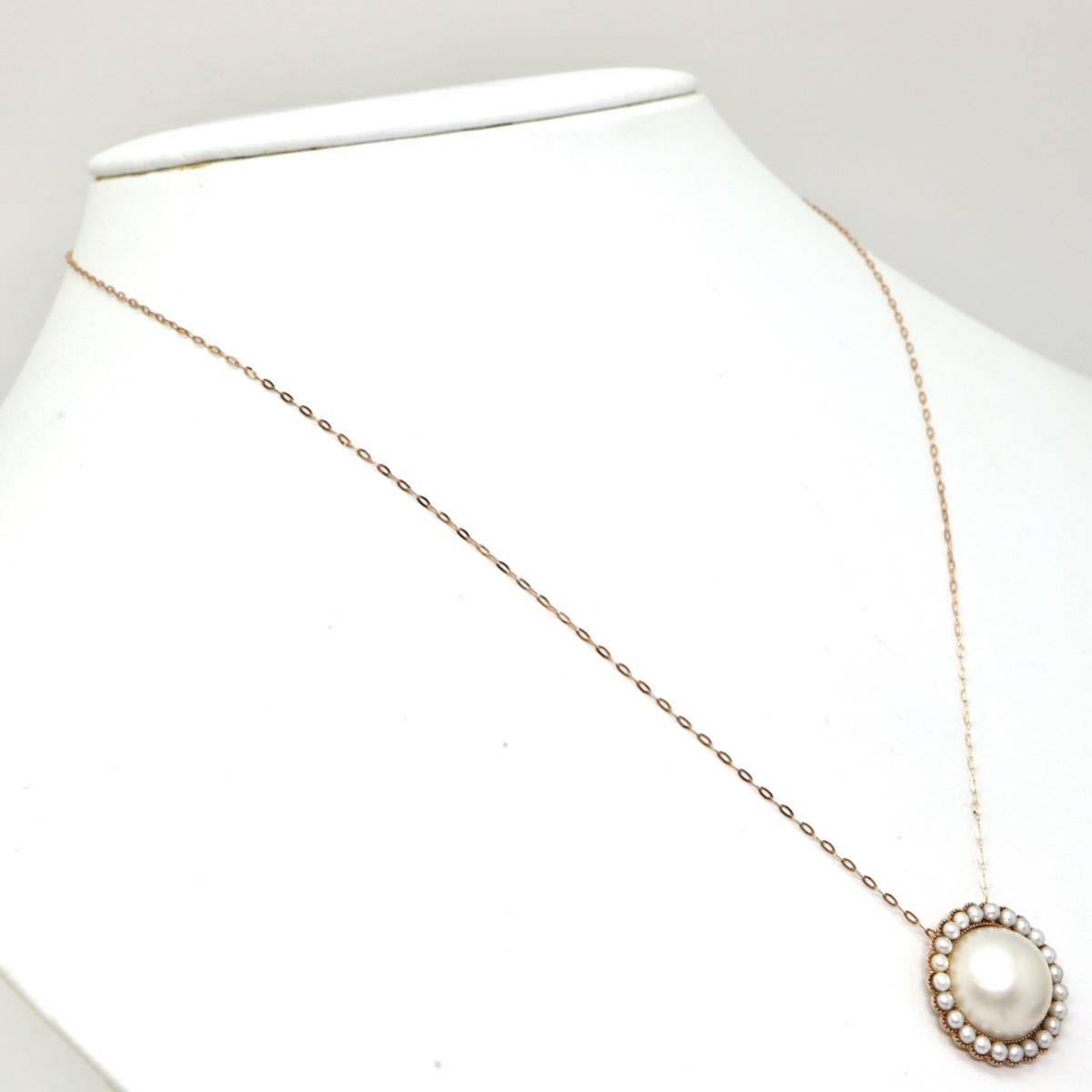 ◆K18 マベパール/ベビーパールネックレス◆N 3.2g 45.0cm 半円真珠 pearl パール ジュエリー jewelry necklace EA6/EA6_画像3