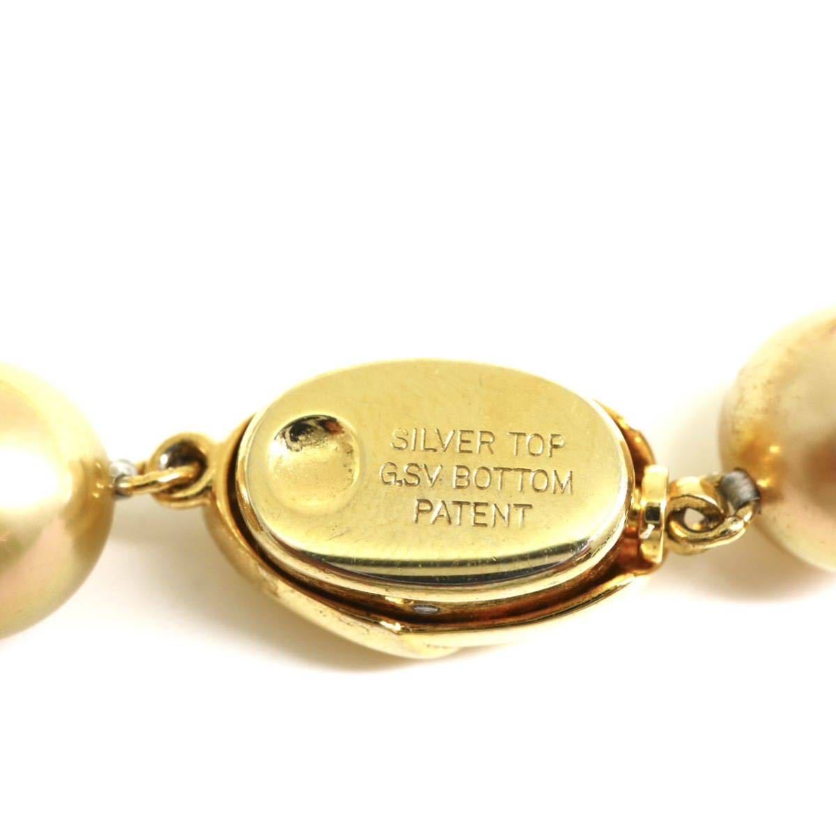 ◆ゴールデンパールネックレス◆D 約65.9g 約45.0cm 9.0-11.5mm珠 真珠 パール pearl ジュエリー jewelry necklace EC3/EH3_画像5