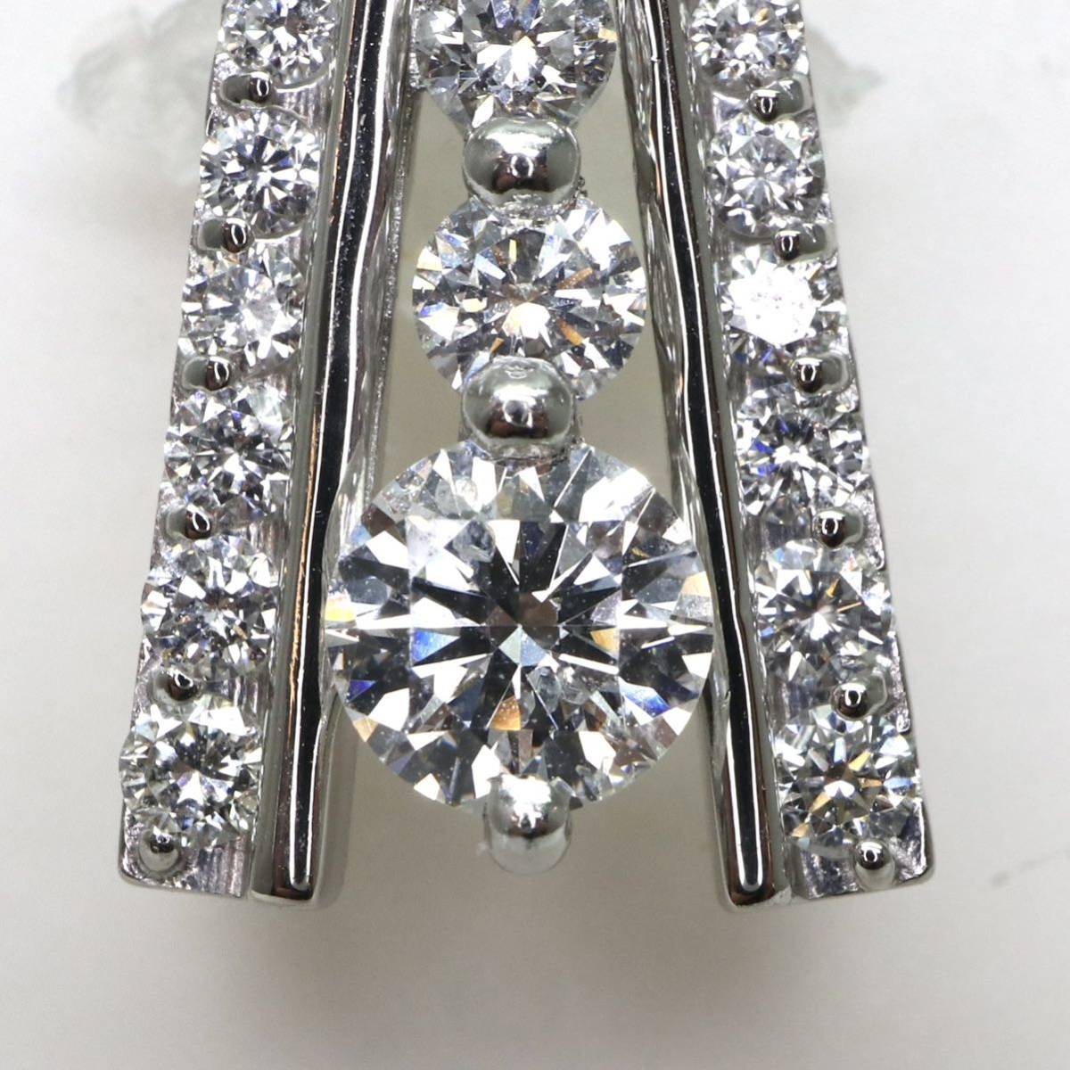 良質!!◆Pt950 天然ダイヤモンドペンダントトップ◆D 約3.4g 0.292ct 0.38ct diamond pendant ジュエリー EB7/EC3_画像3