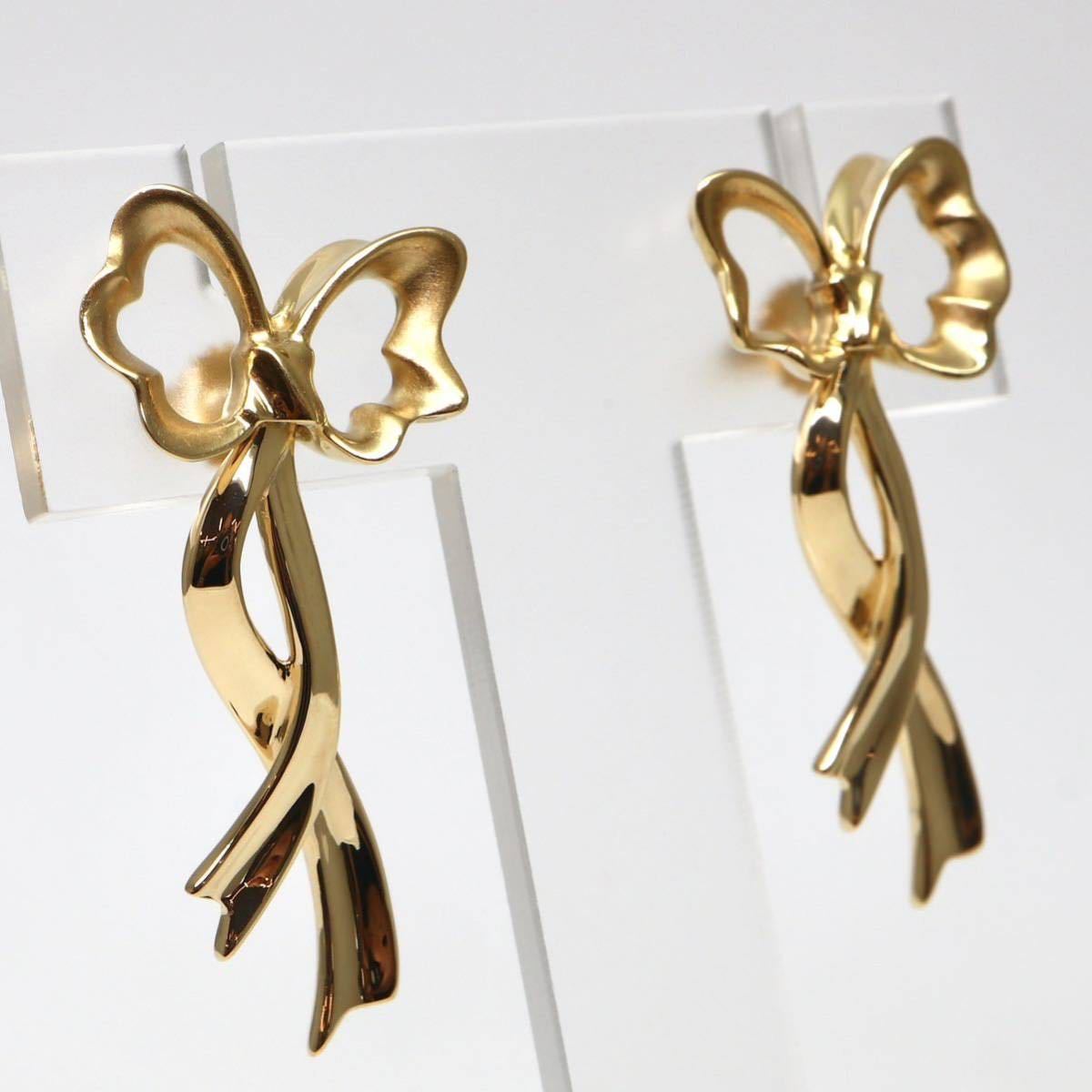 TIFFANY&Co.(ティファニー）◆K18(750) ボウリボンピアス◆D 約10.5g ribbon earring pierce ジュエリー jewelry EH3/EI5_画像2
