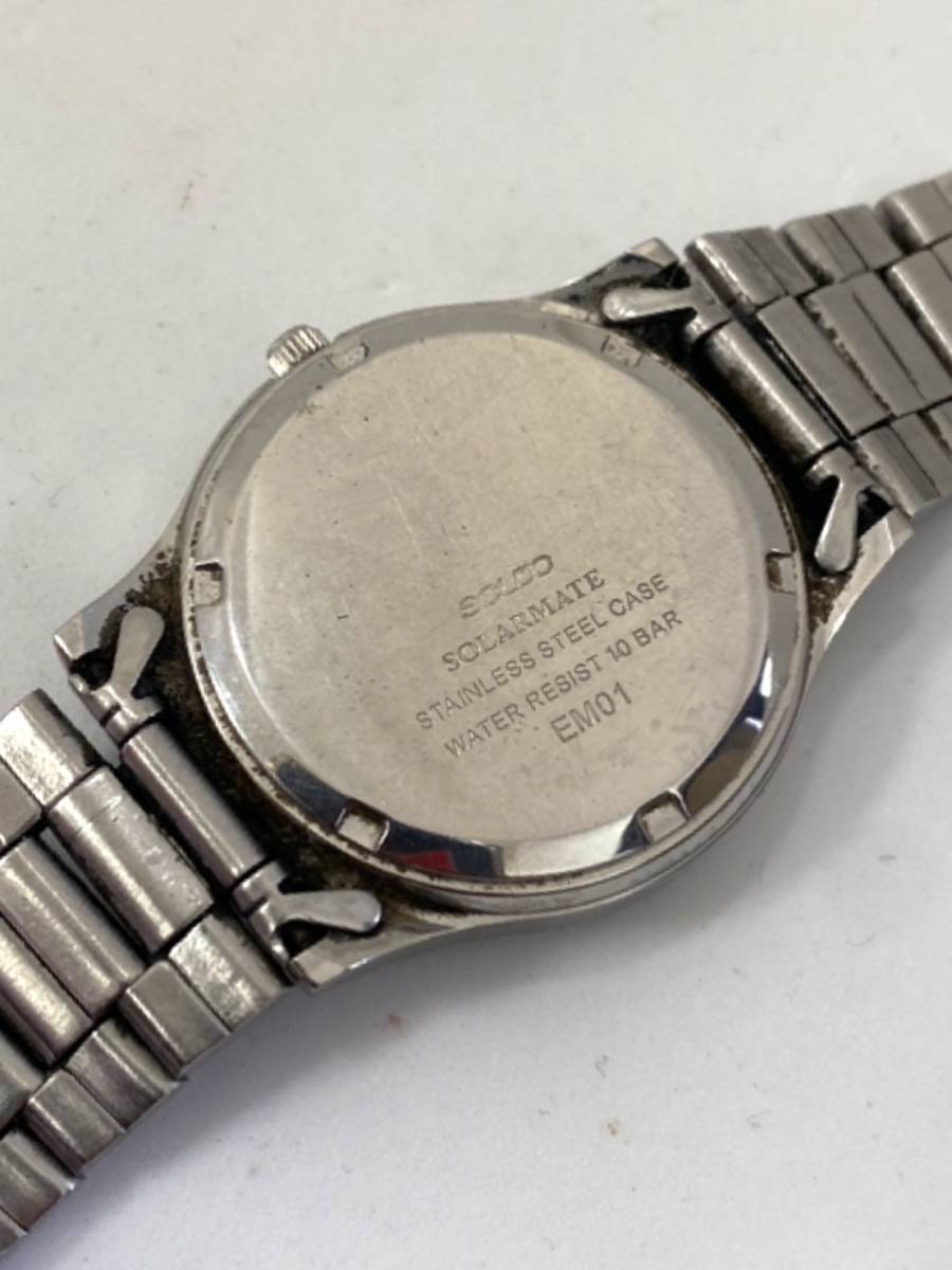 SCUDO スクード ソーラー 腕時計 EM01 メンズ デイデイト ラウンドフェイス 稼働 シルバー 白文字盤 mt111503_画像3