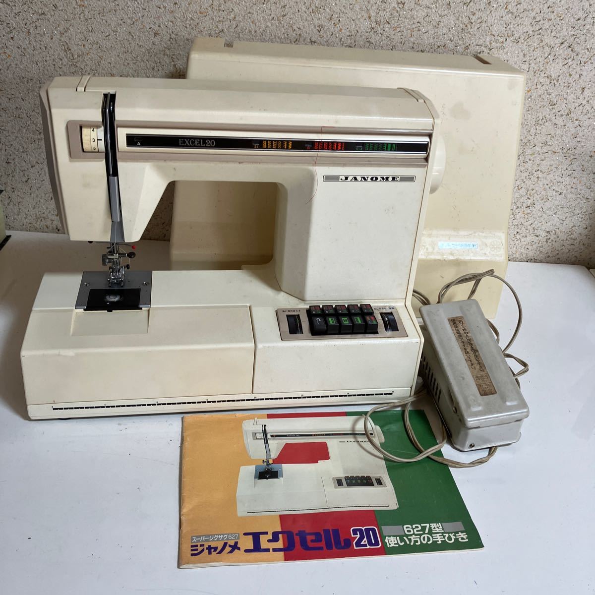 通電のみ確認済　JANOME ジャノメミシン EXCEL20 MODEL627 ハードケース付き ハンドメイド 手作り 裁縫 ハンドクラフト アンティーク_画像1