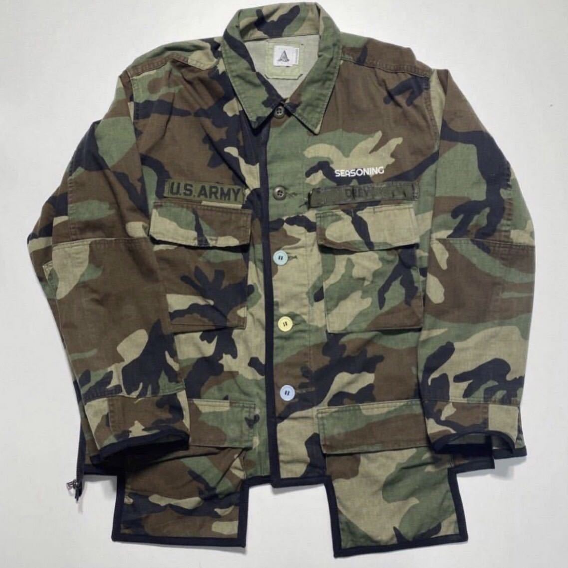 【one size】SEASONING yuumi ARIA SHIRT CAMO シーズニング ユウミアリア コラボ シャツ カモ U.S.ARMY ミリタリー (SE18S-YSH01) Y679_画像1