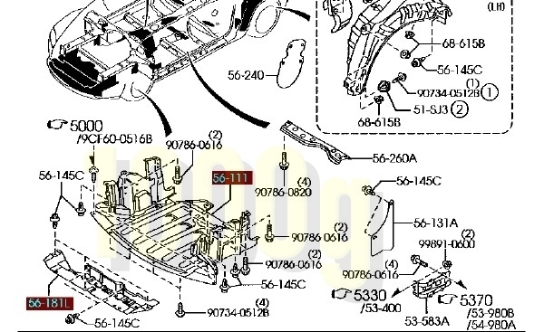 【マツダ純正新品】MAZDA 未使用品 ★超希少品★ RX-8 SE3P フロントアンダーカバー エンジンアンダーカバー前後セット 2003/2-2008/1_画像2