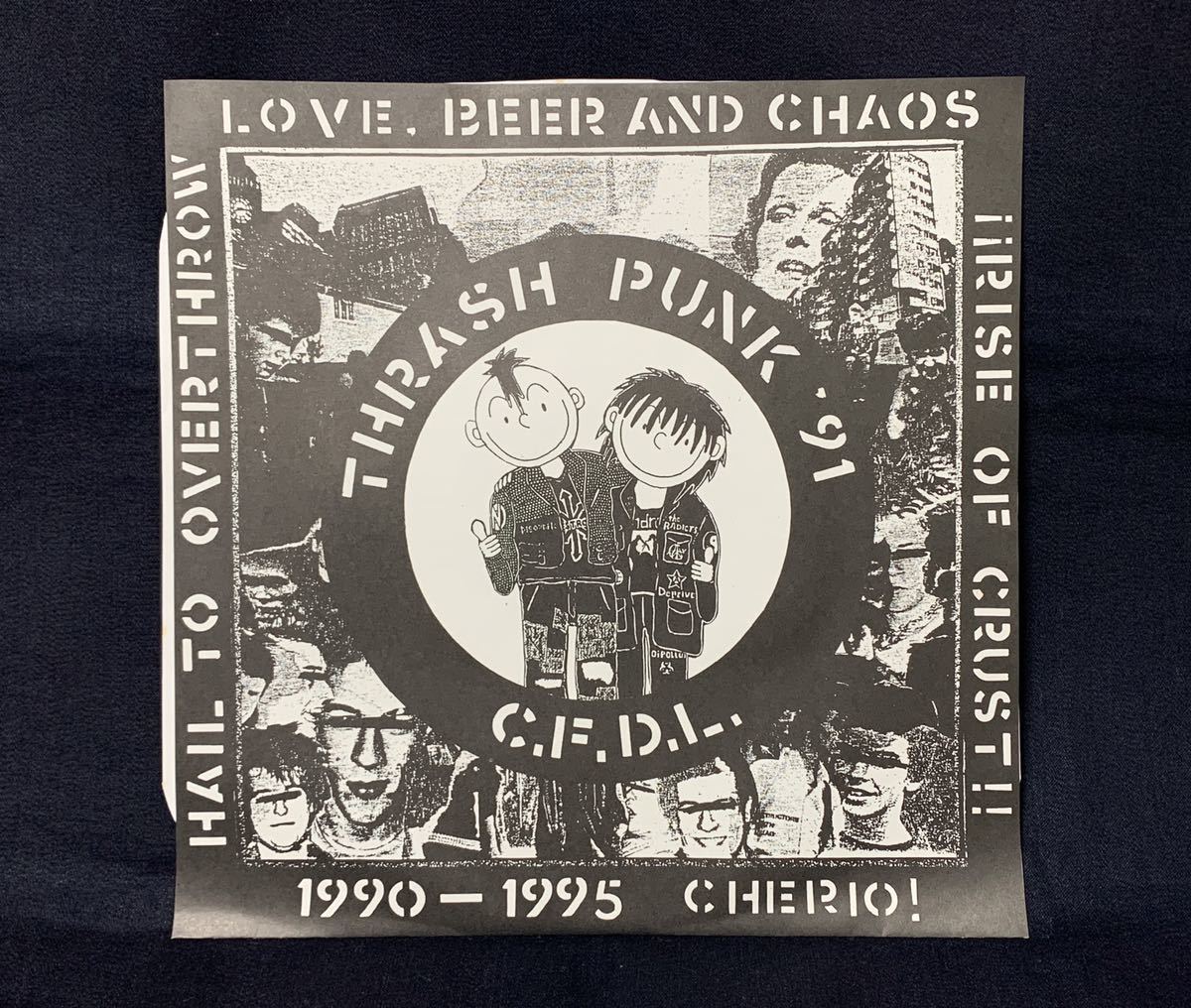 激レア C.F.D.L. THRASH PUNK '91 LP イエローマーブル盤 限定版 Overthrow Records 1996 CRUST ハードコア パンク 名古屋 レコード 委託品の画像1