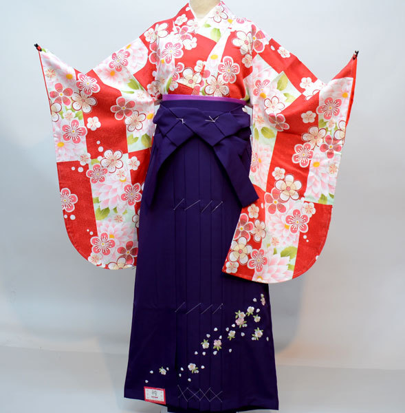 公式の 二尺袖 着物 袴フルセット 百花繚乱 袴変更可能 卒業式 NO31785