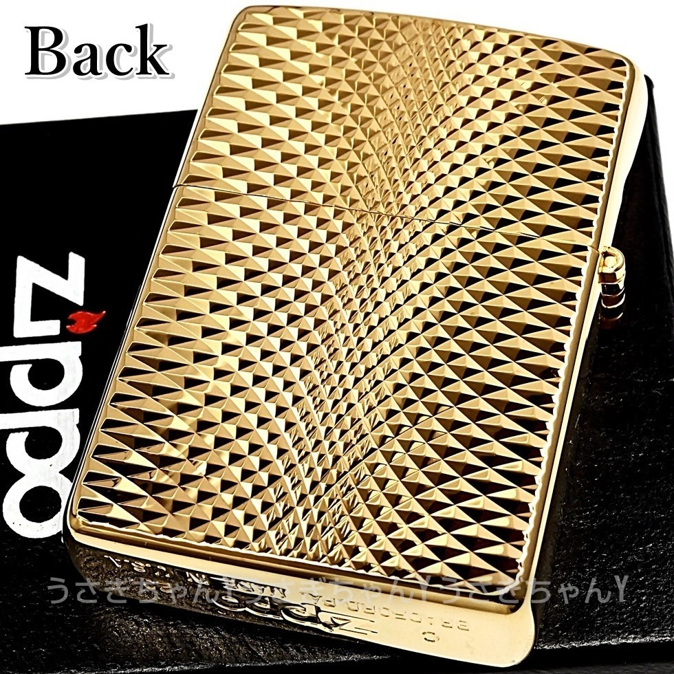 zippo☆k24純金メッキ☆両面/ダイヤモンドカットウェーブ☆ジッポ ライター_画像3