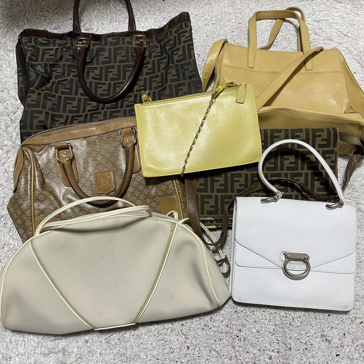 1円スタート！ ブランドバッグ まとめ売り CELINE DIOR LOEWE FENDI セリーヌ フェンディ ロエベ レザー ショルダーバッグ トートバッグ_画像1