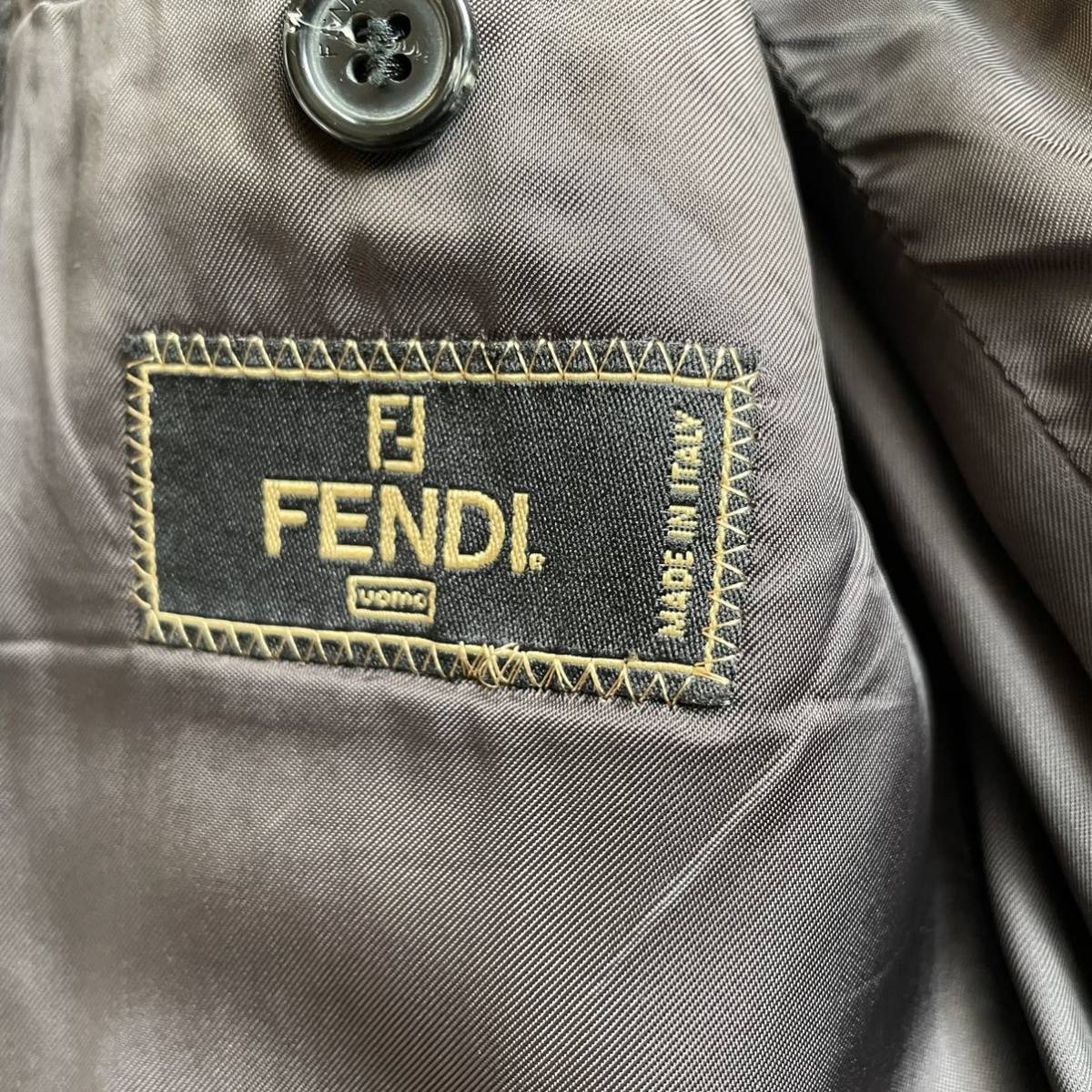 134 希少XLサイズ フェンディ 『大人のお洒落感』FENDI 極上ウール カシミヤ フランネル スーツ グレー メンズ イタリア製_画像7